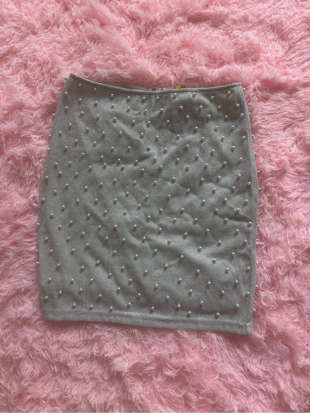 Windsor Pearl-Embellished Silver Knit‎ Mini Skirt